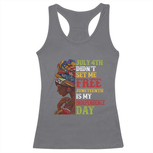 Afro Woman Racerback Tank Top Juneteenth is My Independence Day Not July 4th TS01 Charcoal Print Your Wear