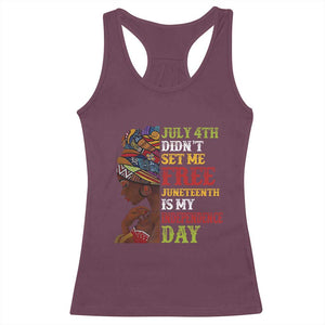 Afro Woman Racerback Tank Top Juneteenth is My Independence Day Not July 4th TS01 Maroon Print Your Wear