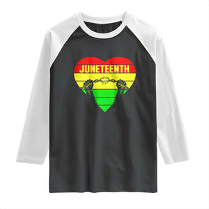 Juneteenth Raglan Shirt Breaking Every Chain BHM Heart TS01 Black White Print Your Wear