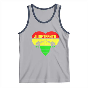 Juneteenth Tank Top Breaking Every Chain BHM Heart TS01 Athletic Heather Navy Print Your Wear