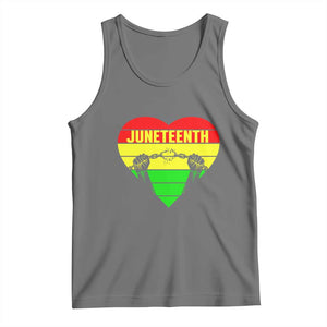 Juneteenth Tank Top Breaking Every Chain BHM Heart TS01 Black Heather Print Your Wear