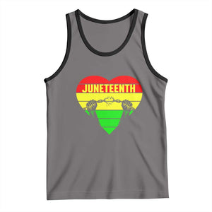 Juneteenth Tank Top Breaking Every Chain BHM Heart TS01 Deep Heather Black Print Your Wear