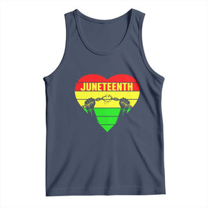 Juneteenth Tank Top Breaking Every Chain BHM Heart TS01 Navy Print Your Wear
