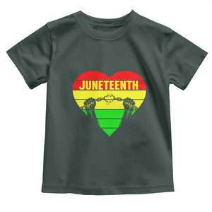 Juneteenth Toddler T Shirt Breaking Every Chain BHM Heart TS01 Dark Forest Green Print Your Wear
