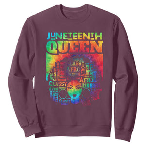 Juneteenth Afro Queen Sweatshirt Melanin Black Girl Magic Women Tie Dye TS01 Maroon Printyourwear
