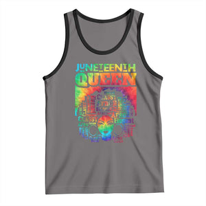 Juneteenth Afro Queen Tank Top Melanin Black Women Magic Tie Dye TS01 Deep Heather Black Print Your Wear