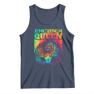 Juneteenth Afro Queen Tank Top Melanin Black Women Magic Tie Dye TS01 Navy Print Your Wear