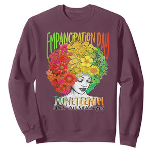 Freeish Juneteenth Sweatshirt Black Women with Flowers in Her Hair Freedom Day African American June 19th 1865 TS01 Maroon Printyourwear