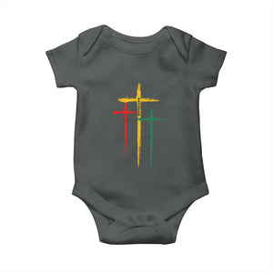 Christian Cross Juneteenth Baby Onesie African Black Freedom Day 1865 TS01 Dark Heather Print Your Wear