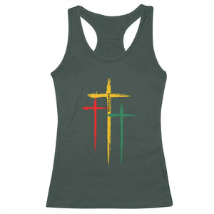Christian Cross Juneteenth Racerback Tank Top African Black Freedom Day 1865 TS01 Dark Forest Green Print Your Wear