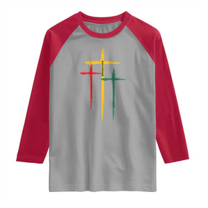 Christian Cross Juneteenth Raglan Shirt African Black Freedom Day 1865 TS01 Sport Gray Red Print Your Wear