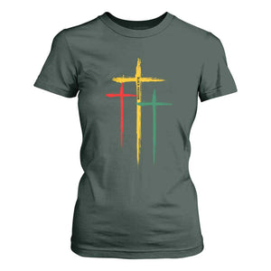 Christian Cross Juneteenth T Shirt For Women African Black Freedom Day 1865 TS01 Dark Forest Green Print Your Wear