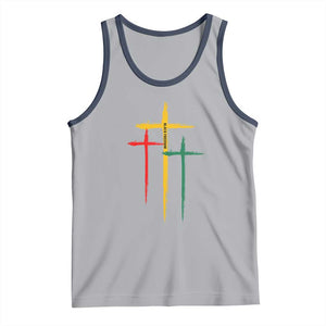 Christian Cross Juneteenth Tank Top African Black Freedom Day 1865 TS01 Athletic Heather Navy Print Your Wear