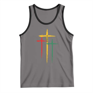 Christian Cross Juneteenth Tank Top African Black Freedom Day 1865 TS01 Deep Heather Black Print Your Wear