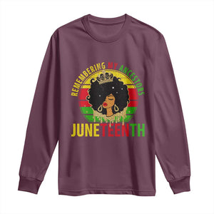 Vintage Juneteenth Long Sleeve Shirt Remembering My Ancestors TS01 Maroon Print Your Wear