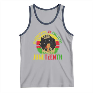 Vintage Juneteenth Tank Top Remembering My Ancestors TS01 Athletic Heather Navy Print Your Wear