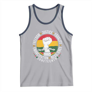 Juneteenth Raised Fist Tank Top Freedom Justice Equality Emancipation Resilience TS01 Athletic Heather Navy Print Your Wear