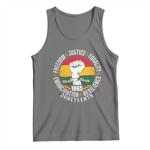 Juneteenth Raised Fist Tank Top Freedom Justice Equality Emancipation Resilience TS01 Black Heather Print Your Wear