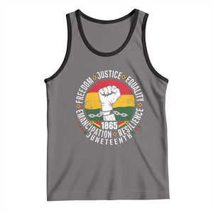 Juneteenth Raised Fist Tank Top Freedom Justice Equality Emancipation Resilience TS01 Deep Heather Black Print Your Wear