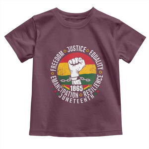 Juneteenth Raised Fist Toddler T Shirt Freedom Justice Equality Emancipation Resilience TS01 Maroon Print Your Wear