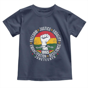 Juneteenth Raised Fist Toddler T Shirt Freedom Justice Equality Emancipation Resilience TS01 Navy Print Your Wear