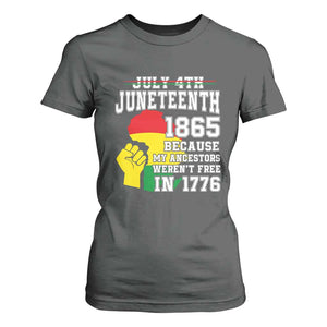 Juneteenth 1865 T Shirt For Women Because My Ancestors Weren't Free In 1776 Raised Fist TS01 Dark Heather Print Your Wear