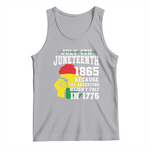 Juneteenth 1865 Tank Top Because My Ancestors Weren't Free In 1776 Raised Fist TS01 Athletic Heather Print Your Wear