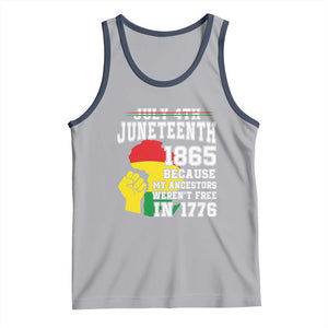 Juneteenth 1865 Tank Top Because My Ancestors Weren't Free In 1776 Raised Fist TS01 Athletic Heather Navy Print Your Wear