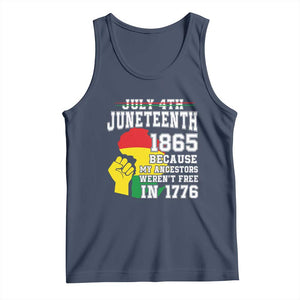 Juneteenth 1865 Tank Top Because My Ancestors Weren't Free In 1776 Raised Fist TS01 Navy Print Your Wear