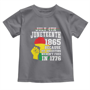 Juneteenth 1865 Toddler T Shirt Because My Ancestors Weren't Free In 1776 Raised Fist TS01 Charcoal Print Your Wear