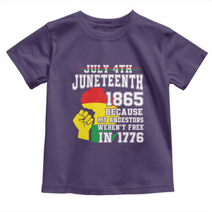 Juneteenth 1865 Toddler T Shirt Because My Ancestors Weren't Free In 1776 Raised Fist TS01 Purple Print Your Wear