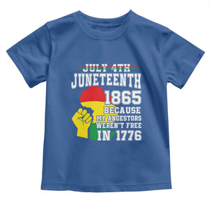 Juneteenth 1865 Toddler T Shirt Because My Ancestors Weren't Free In 1776 Raised Fist TS01 Royal Blue Print Your Wear