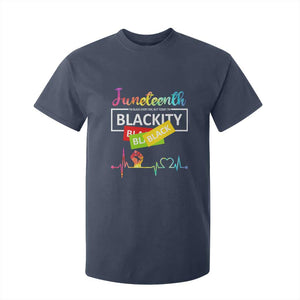Juneteenth 1865 T Shirt For Kid Blackity Heartbeat TS01 Navy Print Your Wear