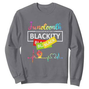 Juneteenth Sweatshirt Blackity Heartbeat TS01 Charcoal Printyourwear