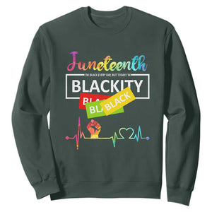 Juneteenth Sweatshirt Blackity Heartbeat TS01 Dark Forest Green Printyourwear