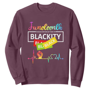 Juneteenth Sweatshirt Blackity Heartbeat TS01 Maroon Printyourwear