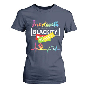 Juneteenth 1865 T Shirt For Women Blackity Heartbeat TS01 Navy Print Your Wear