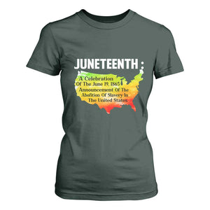 Black History T Shirt For Women With African Map Juneteenth Celebration TS01 Dark Forest Green Print Your Wear