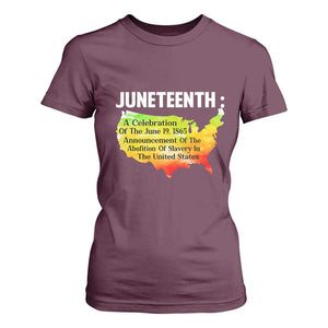 Black History T Shirt For Women With African Map Juneteenth Celebration TS01 Maroon Print Your Wear