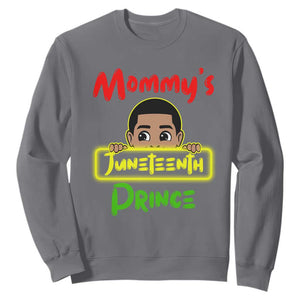 Mommy's Juneteenth Prince Funny Sweatshirt TS01 Charcoal Printyourwear