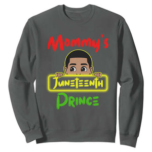 Mommy's Juneteenth Prince Funny Sweatshirt TS01 Dark Heather Printyourwear