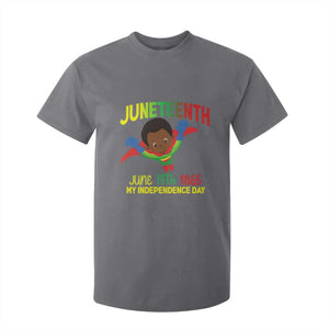 Juneteenth Is My Independence Day T Shirt For Kid Super Hero Black Boy TS01 Charcoal Print Your Wear