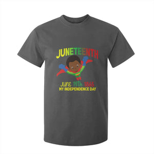 Juneteenth Is My Independence Day T Shirt For Kid Super Hero Black Boy TS01 Dark Heather Print Your Wear