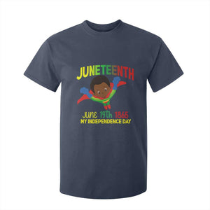 Juneteenth Is My Independence Day T Shirt For Kid Super Hero Black Boy TS01 Navy Print Your Wear