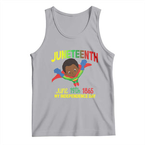 Juneteenth Is My Independence Day Tank Top Super Hero Black Boy TS01 Athletic Heather Print Your Wear