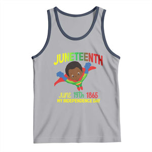 Juneteenth Is My Independence Day Tank Top Super Hero Black Boy TS01 Athletic Heather Navy Print Your Wear