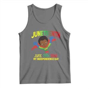 Juneteenth Is My Independence Day Tank Top Super Hero Black Boy TS01 Black Heather Print Your Wear