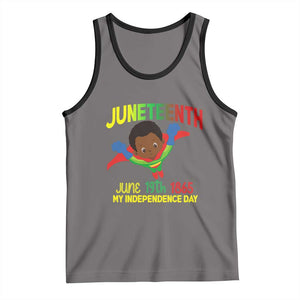 Juneteenth Is My Independence Day Tank Top Super Hero Black Boy TS01 Deep Heather Black Print Your Wear