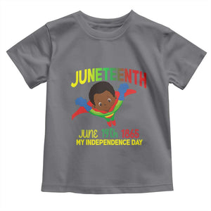 Juneteenth Is My Independence Day Toddler T Shirt Super Hero Black Boy TS01 Charcoal Print Your Wear