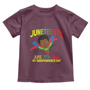 Juneteenth Is My Independence Day Toddler T Shirt Super Hero Black Boy TS01 Maroon Print Your Wear